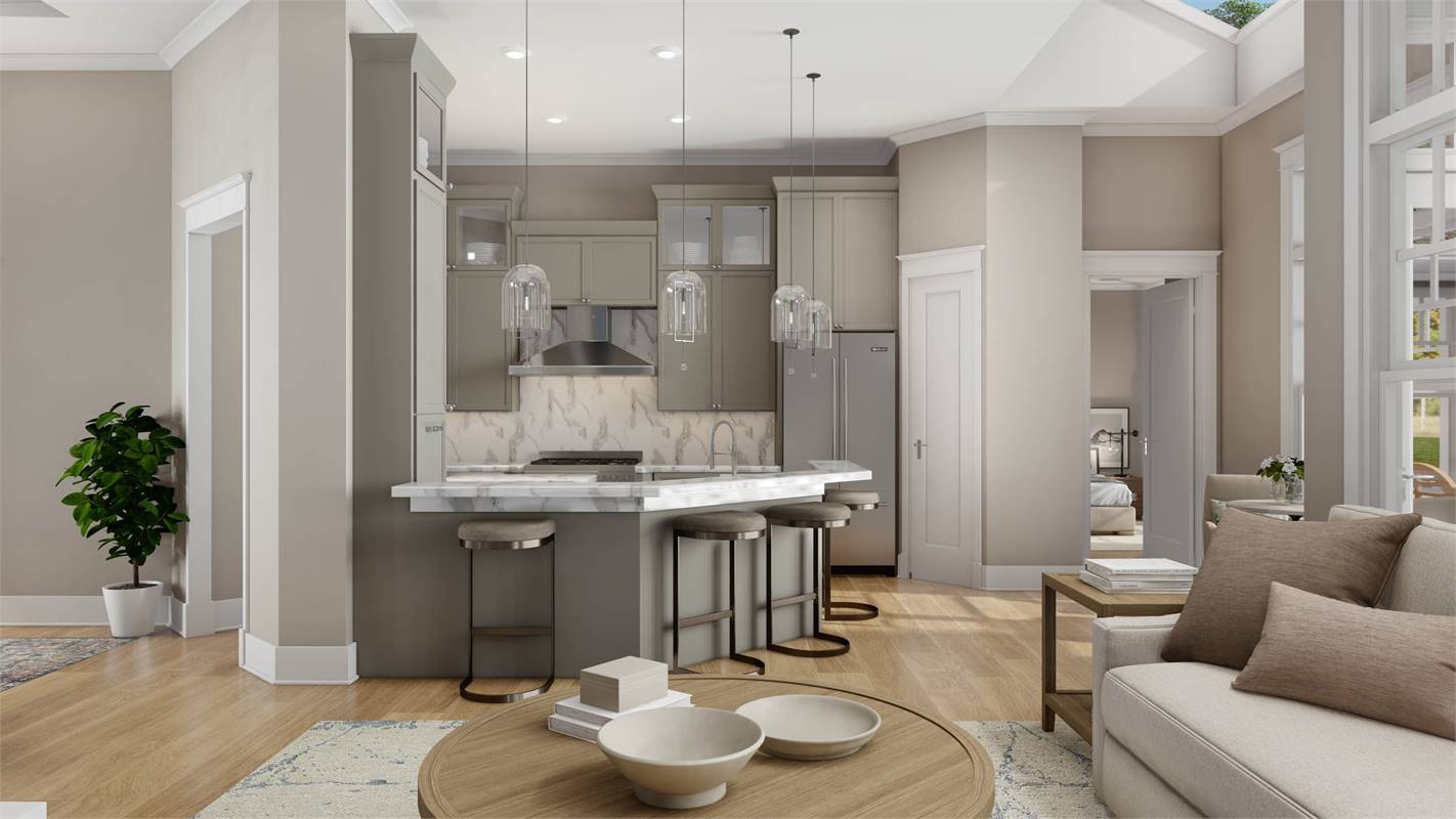 An Open-Concept Family Room, Kitchen & Breakfast Nook image of L'Attesa Di Vita II House Plan