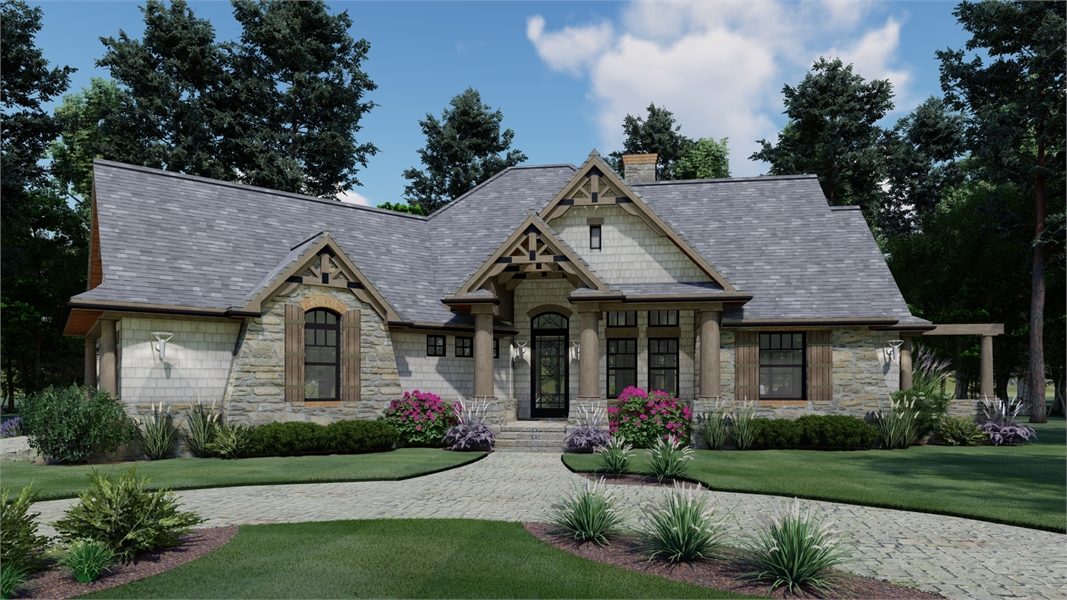 Gorgeous Ranch Style Craftsman with Covered, Columned Entry image of Vita Encantata House Plan