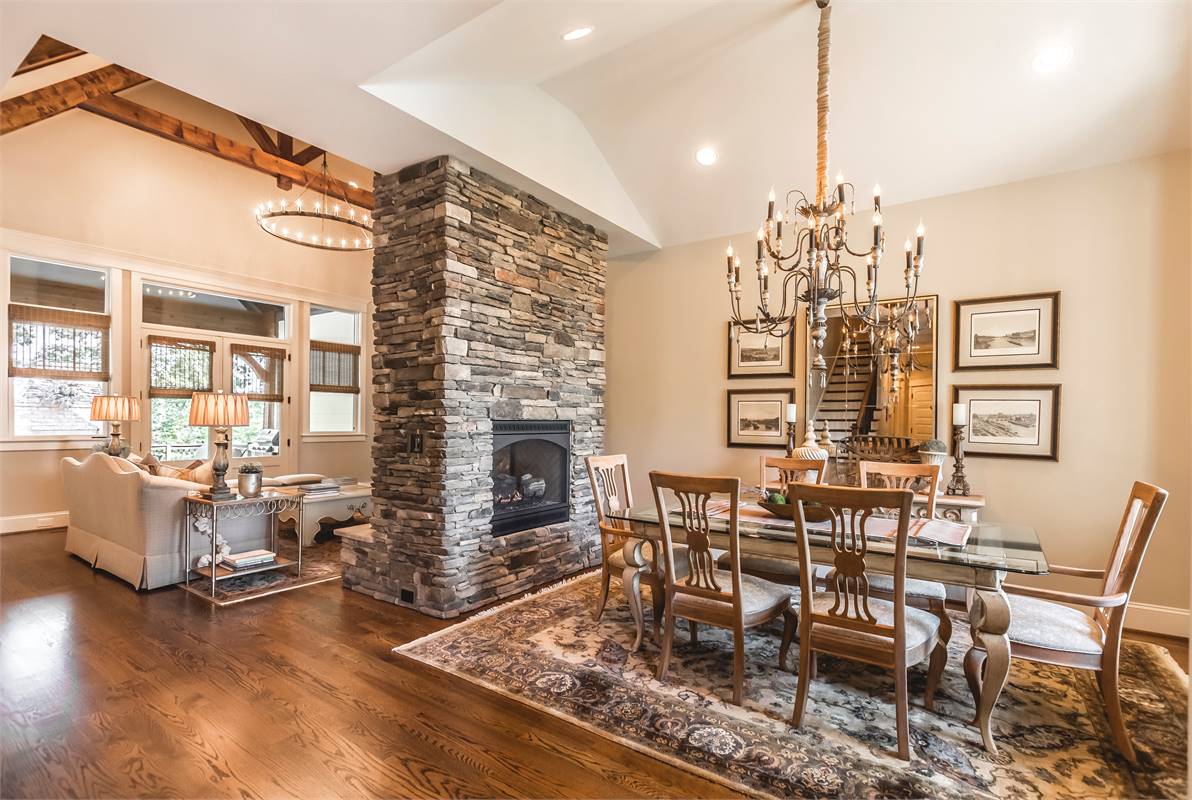 Dining & Great Room Share Double Sided Fireplace