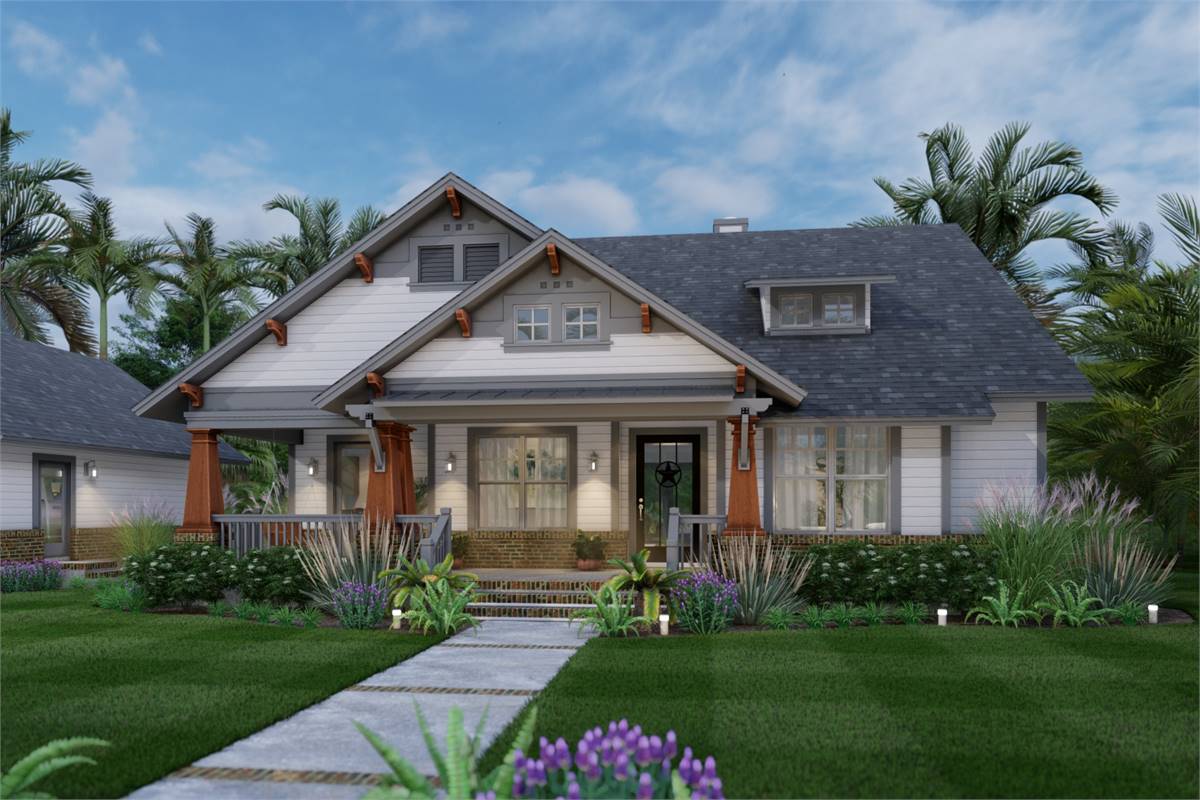 Stunning Front View with Spacious Covered Porch