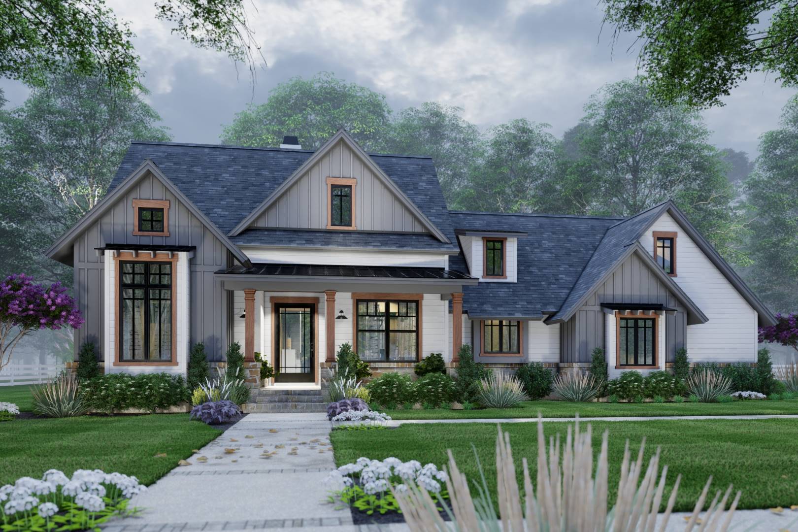 Front Rendering image of High Meadow Cabin House Plan