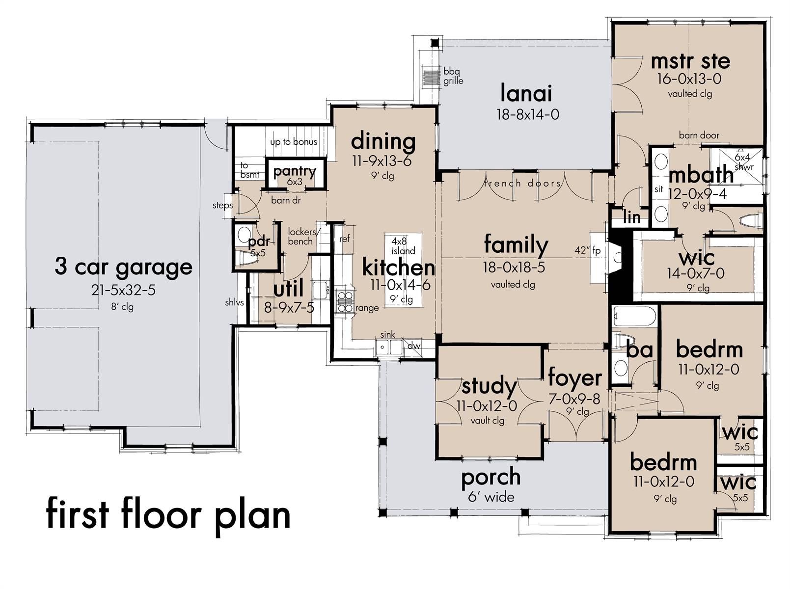 First floor plan: 3 Car Option