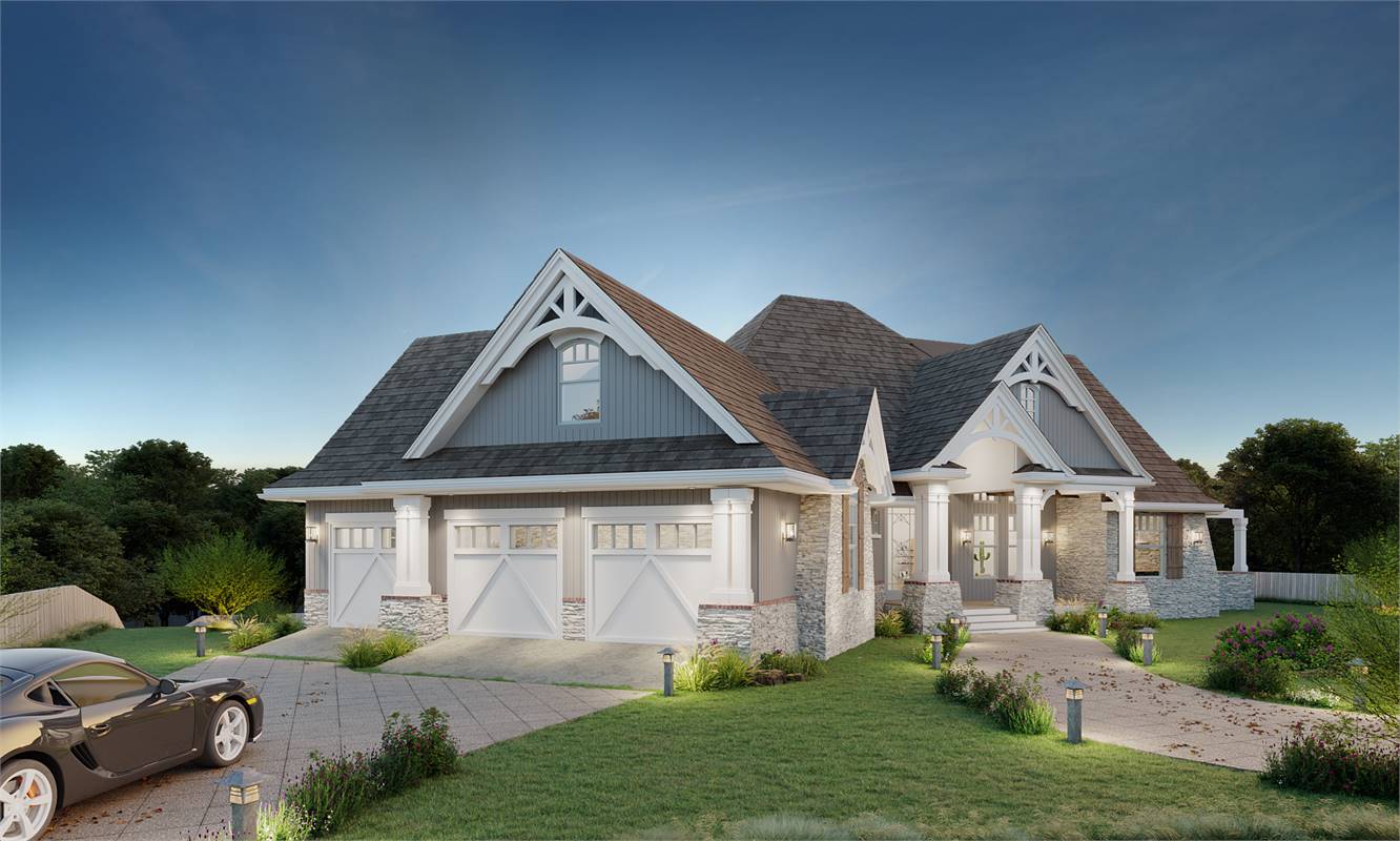Dusk Front View image of Vita di Lusso House Plan