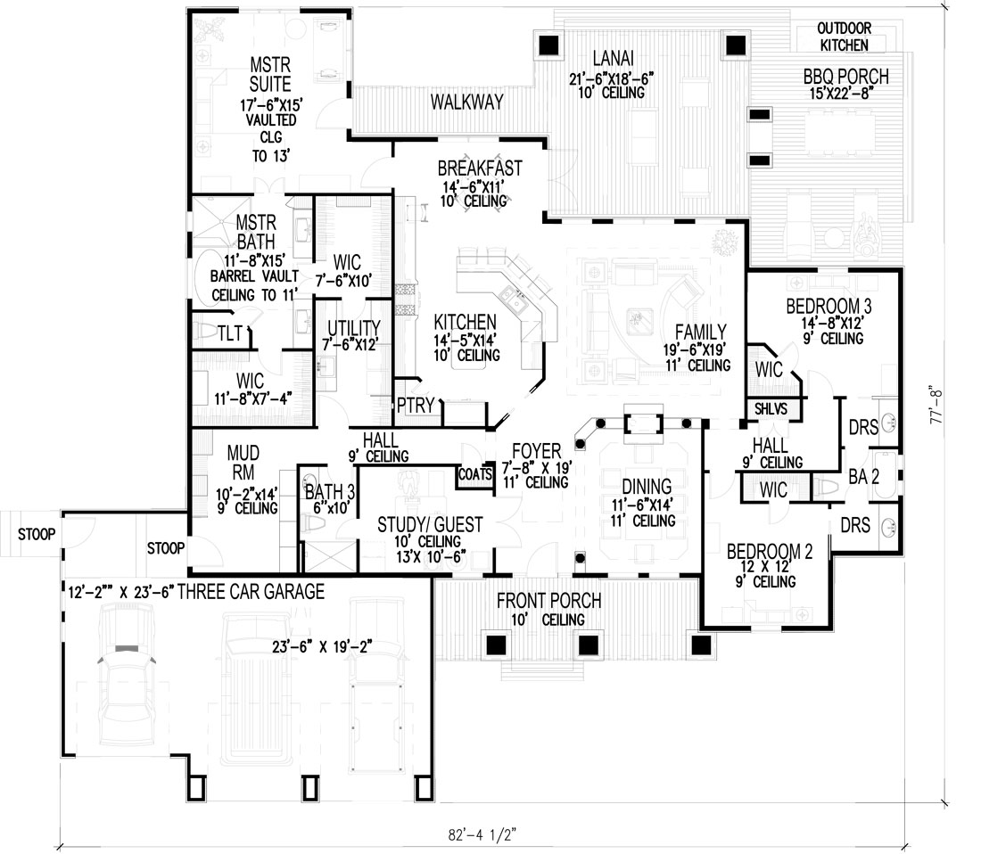 Craftsman Floor Plan 3 Bedrooms, Craftsman House Plans With Finished Basement