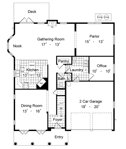 Contemporary House Plan with 2 Bedrooms and 2.5 Baths - Plan 6419