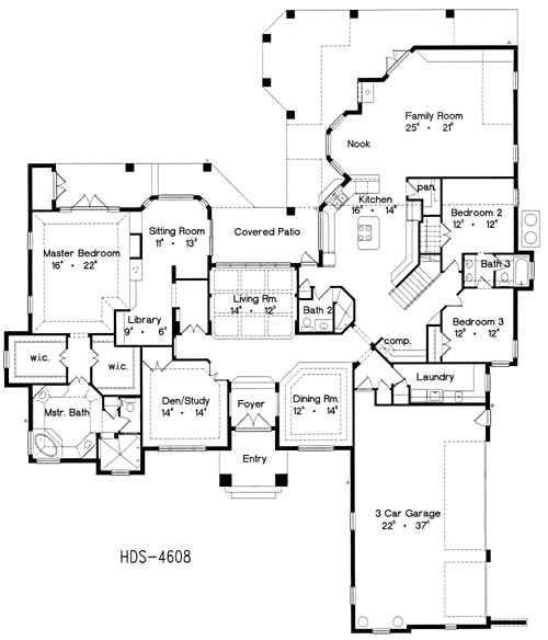 Contemporary House Plan With Bedrooms And Baths Plan