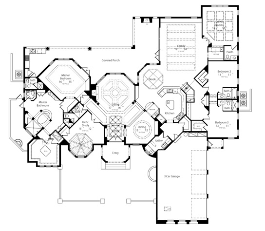 Mediterranean House Plan with 5 Bedrooms and 5.5 Baths - Plan 6513