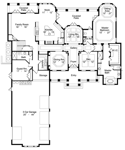 Traditional House Plan w/ 5 Bedrooms, 4.1 Baths, & Guest Room - Plan 5049