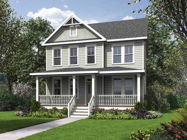 Stunning Front Rendering Featuring Large Front Porch