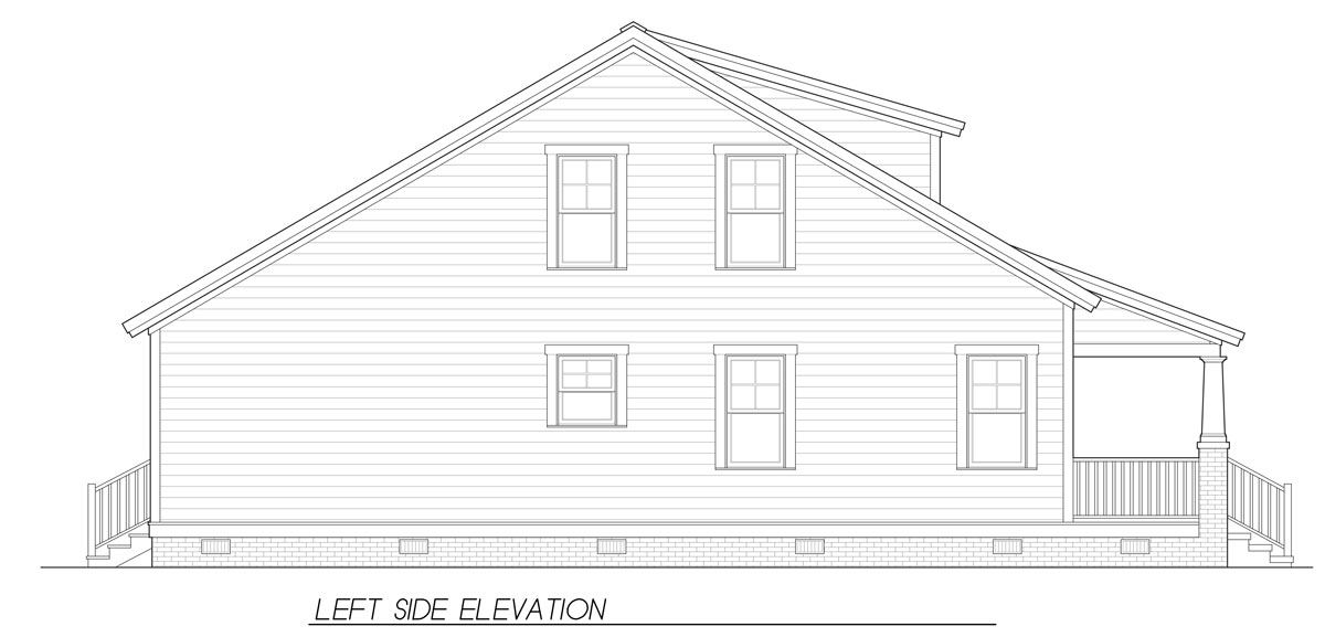 Left Side Elevation image of Wesley Bungalow House Plan
