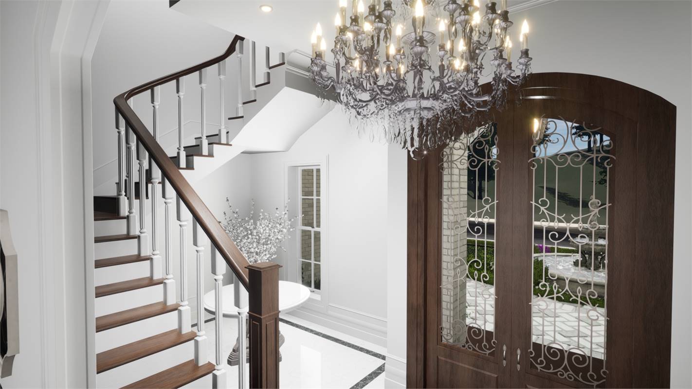 Welcome Guests into this Grand Foyer with L Shaped Staircase
