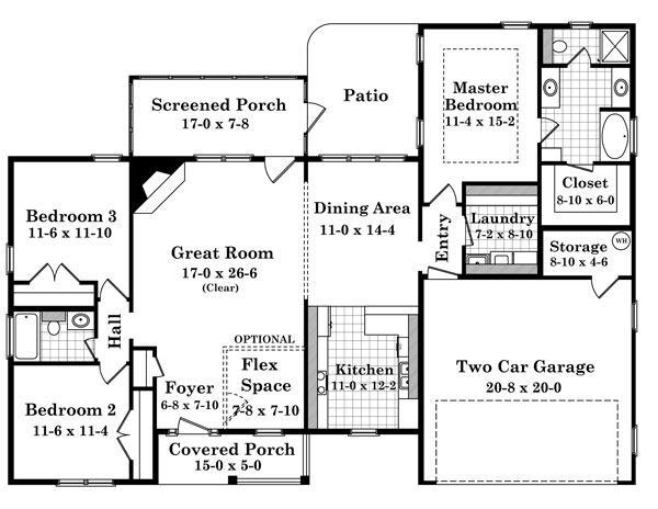 Southern House Plan with 3 Bedrooms and 2.5 Baths - Plan 6920