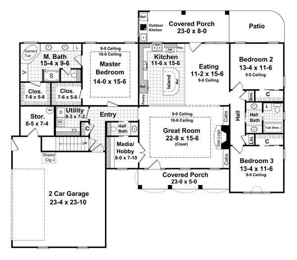 1st Level Floorplan image of The Forrest Wood House Plan