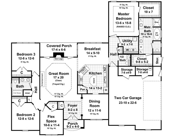 Country House Plan with 3 Bedrooms and 2.5 Baths - Plan 6709
