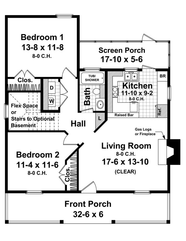 Cottage House Plan With 2 Bedrooms And 1 5 Baths Plan 6837