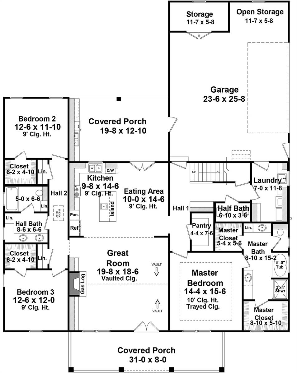 One story Farmhouse House Plan Plan 4450