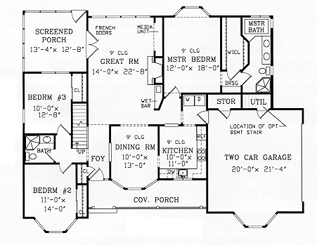 First Floor Plan image of CEDAR MILLS House Plan