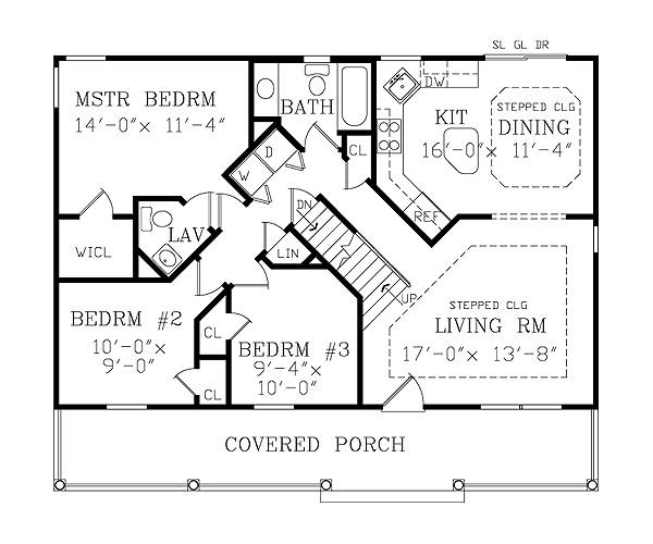 First Floor Plan image of ASHEVILLE SMALL COTTAGE House Plan