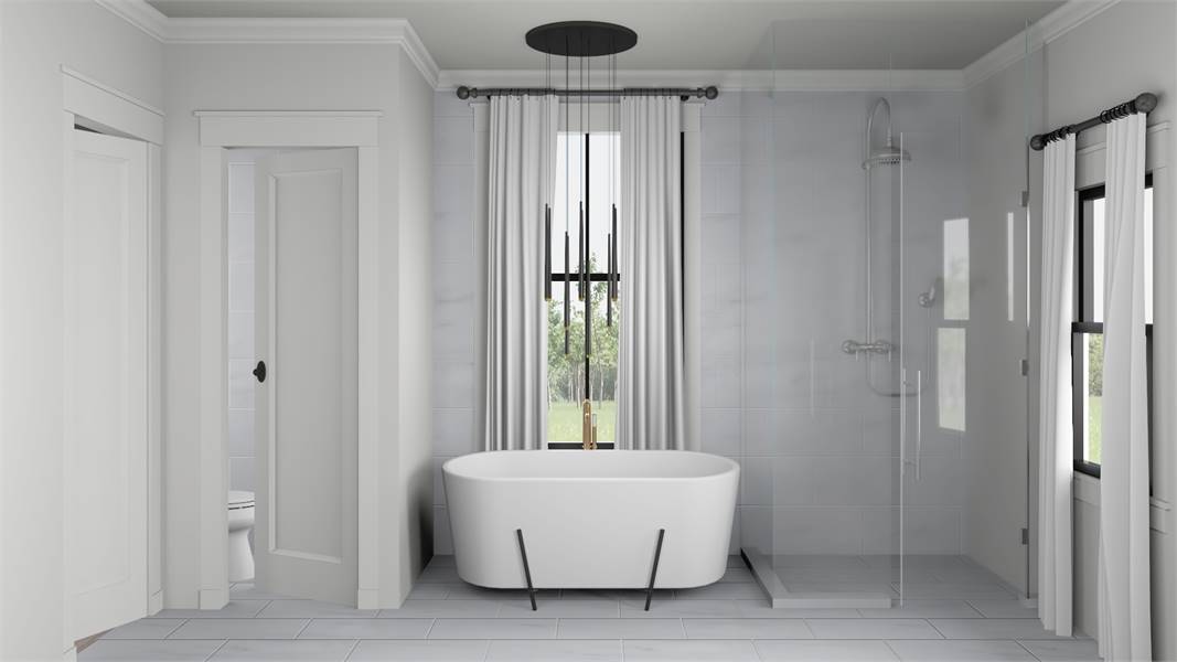 Serene Master Bathroom with Soaking Tub and Walk-in Shower image of Chelci House Plan