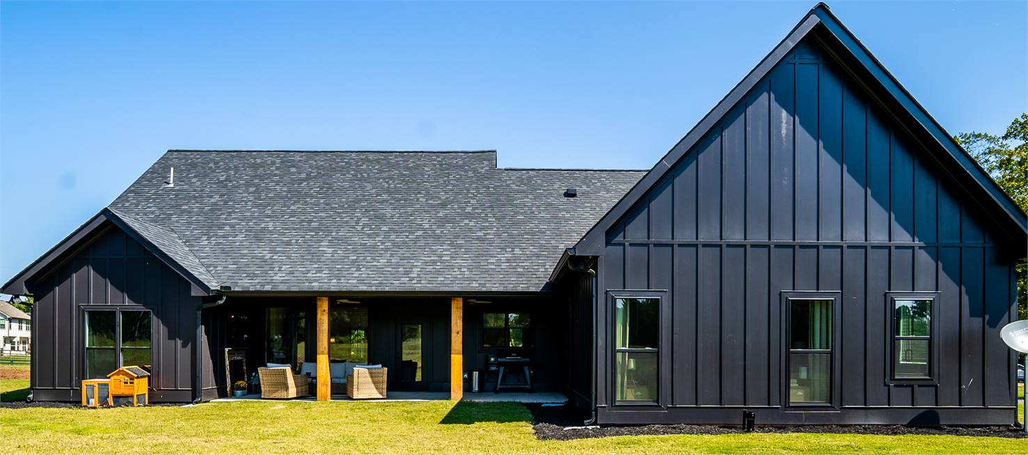 Rear Exterior with Stunning Pitched Roof image of Chelci House Plan