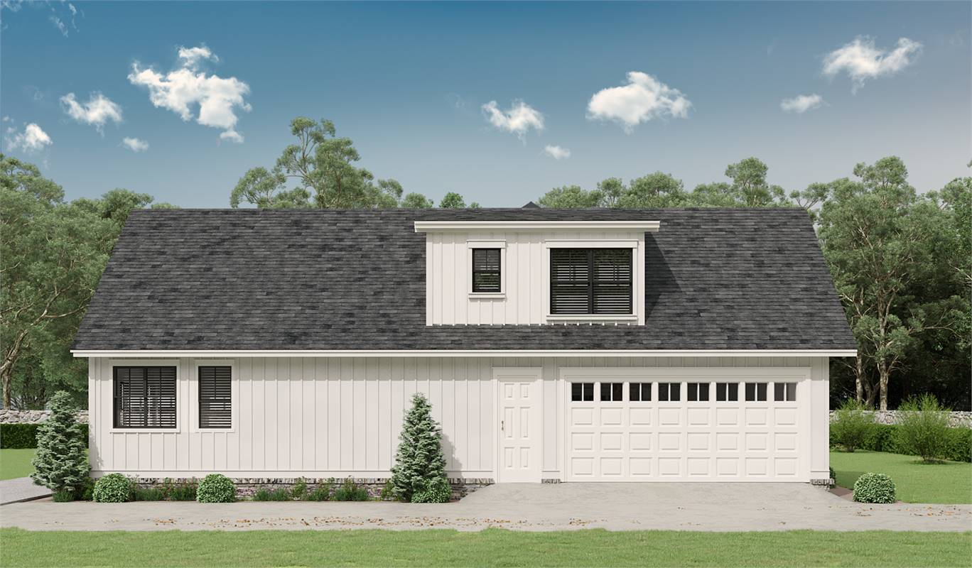 Side/Garage View Featuring Large Dormer image of Chelci House Plan