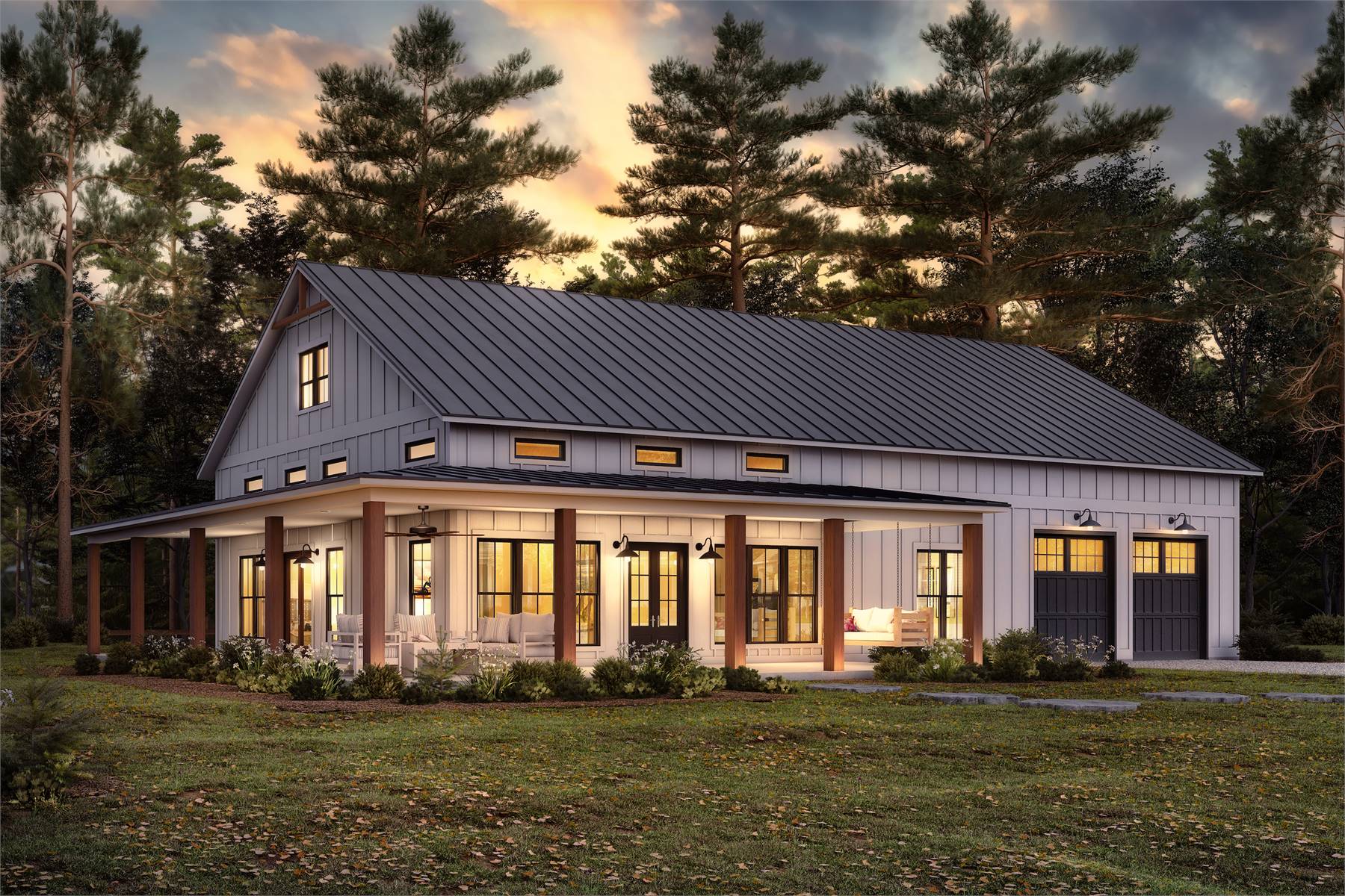 3 Bedroom Barndominium Farmhouse Style Ranch House Plan 6693 Plan 6693