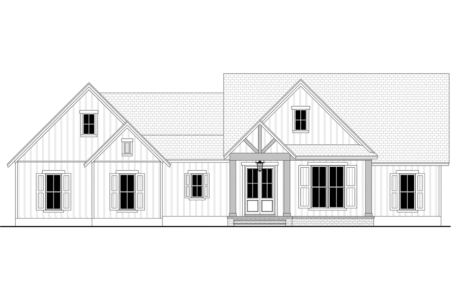 Front View Schematic Rendering image of Green Hills House Plan