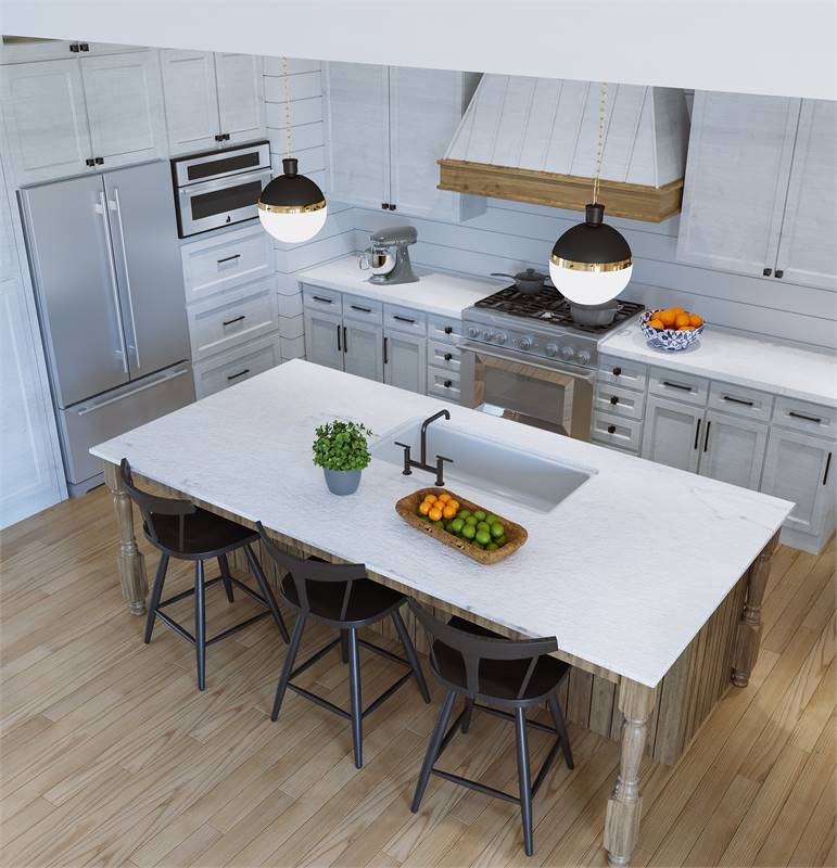 Kitchen with KitchenAid® Range & JennAir® Refrigerator image of Green Hills House Plan
