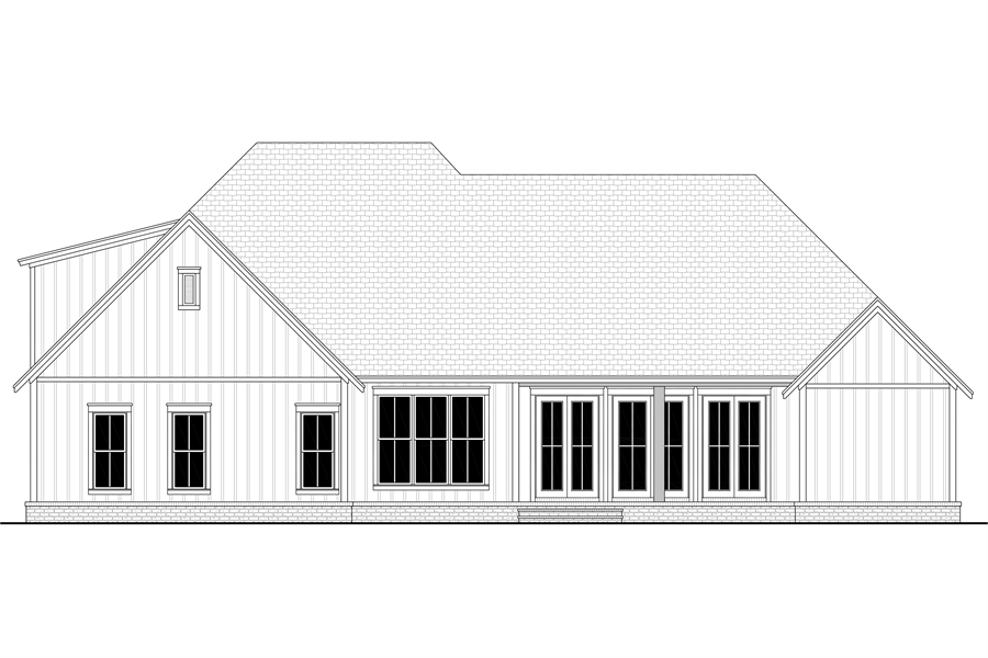 Designer's Rear View Schematic Rendering image of Morning Trace House Plan