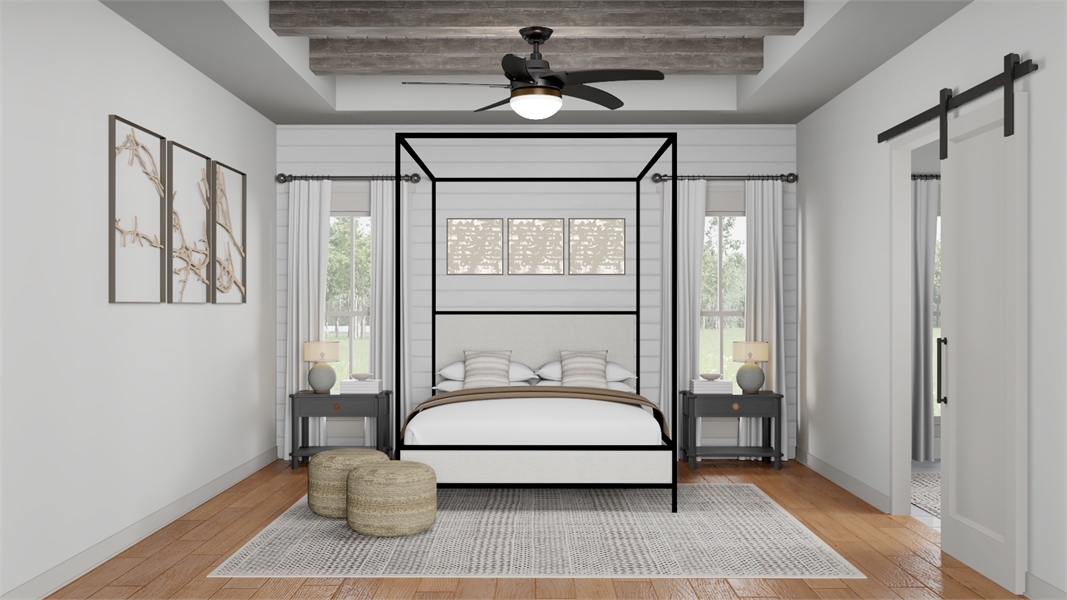 Primary Bedroom with Beautiful 10' High Tray Ceilings image of Morning Trace House Plan