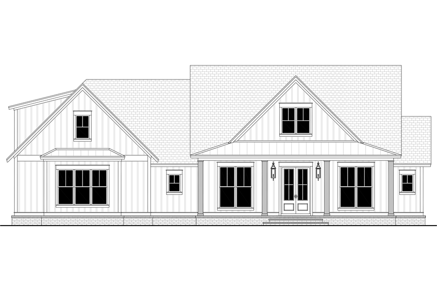 Architect's Schematic Rendering of Front View image of Walden House Plan