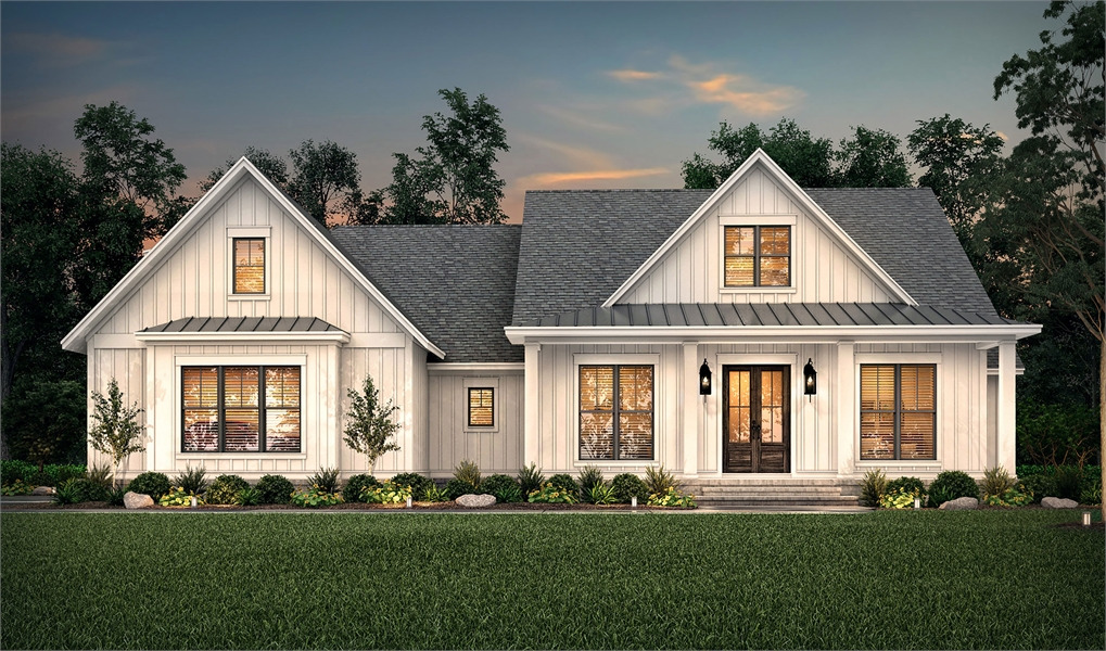 Affordable Front View Farmhouse