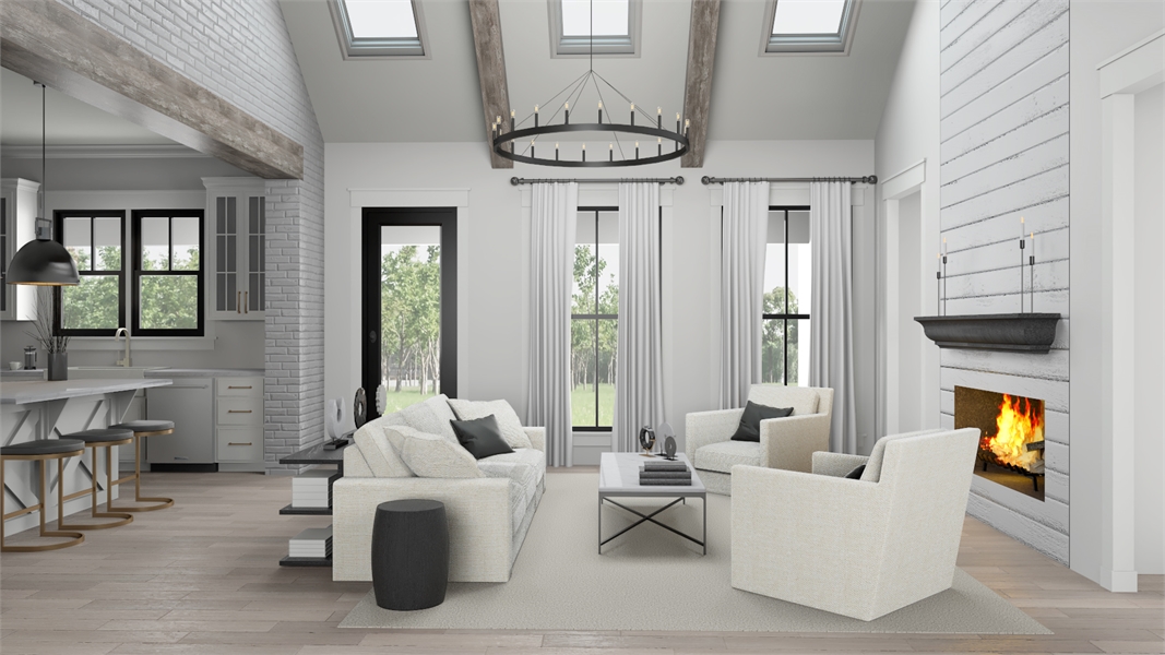 Stunning Vaulted Great Room with Optional Skylights image of Walden House Plan