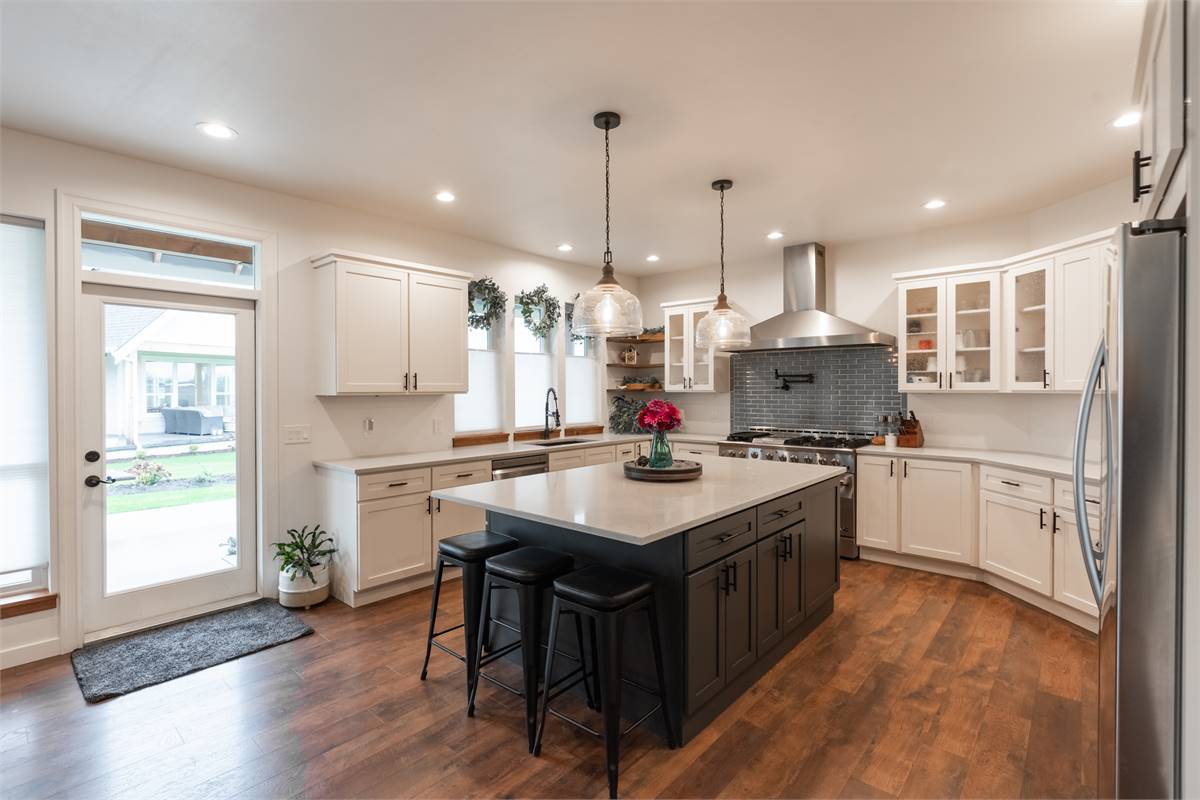 Kitchen Features Ample Cabinets and Countertop Space