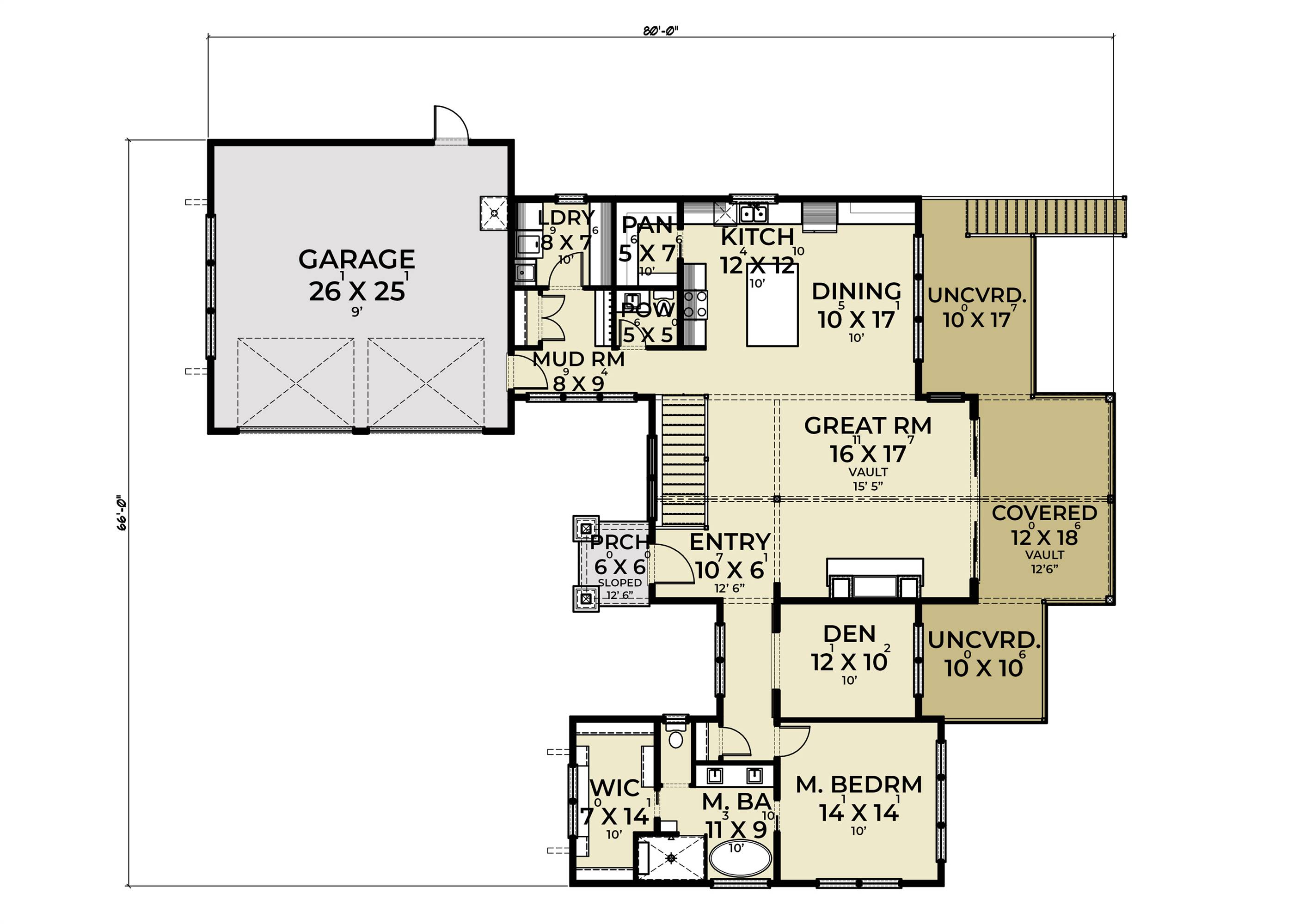 Rustic Sloping Lot Mid-Century Modern Style House Plan 6917 - Plan 6917