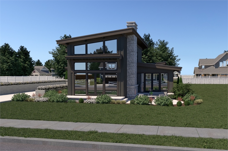 Rear rendering image of Contemporary 201 House Plan