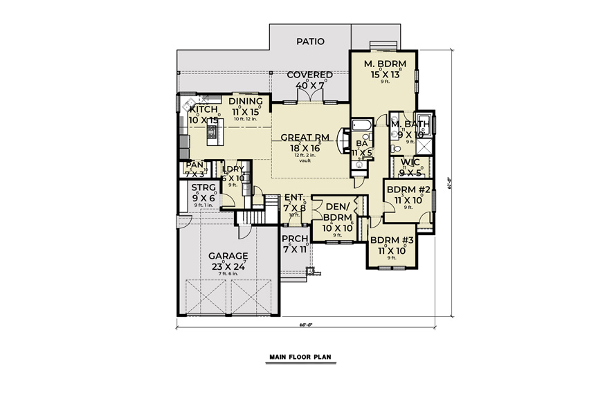 3 Bedroom Craftsman Style Ranch House Plan 8710 - Plan 8710