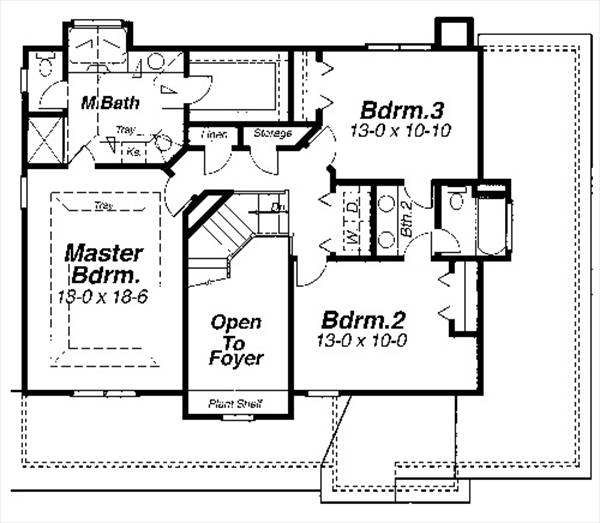 Colonial House Plan with 3 Bedrooms and 2.5 Baths - Plan 8255