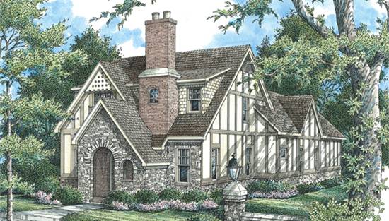 Cute Cottage House Plan With Tudor, Tudor House Plans Narrow Lot