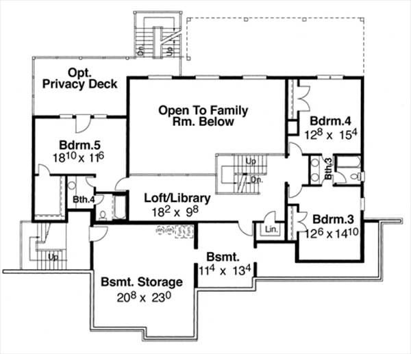 Five-bedroom house design with guest suite - Plan 6834