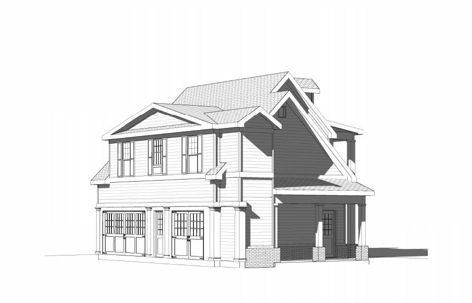 Rear Right View image of Garage House Plan
