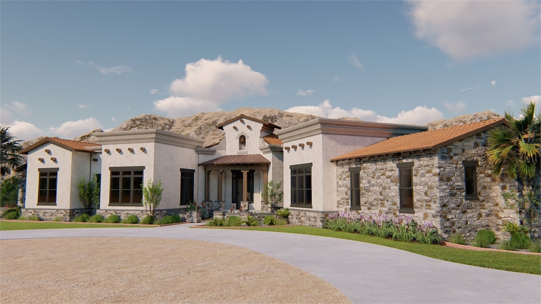 Angled Front View image of THE SCOTTSDALE - R House Plan