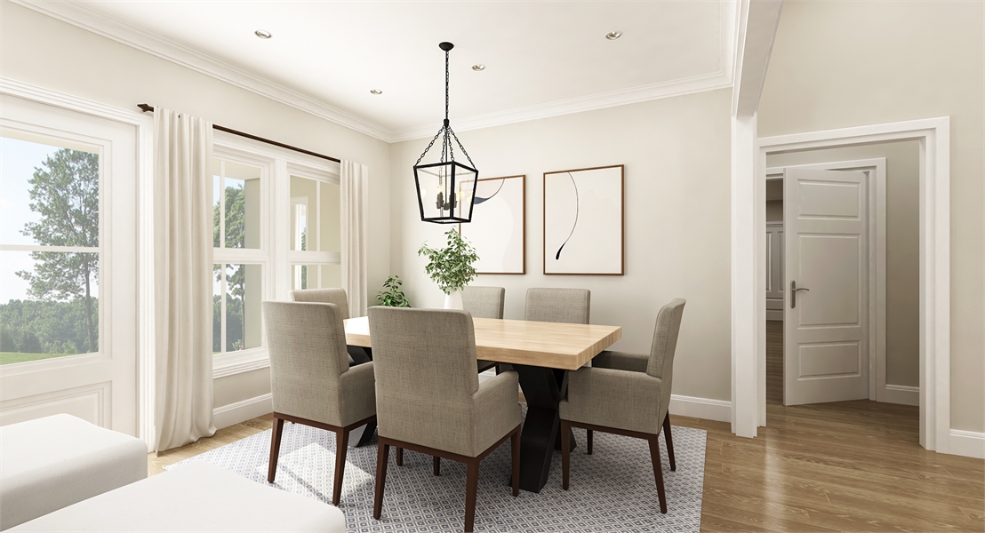 Open-Concept Dining Connects to Kitchen & Living image of Stonebrook House Plan