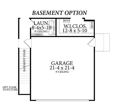 Basement Stair Location for Optional Basement Foundation