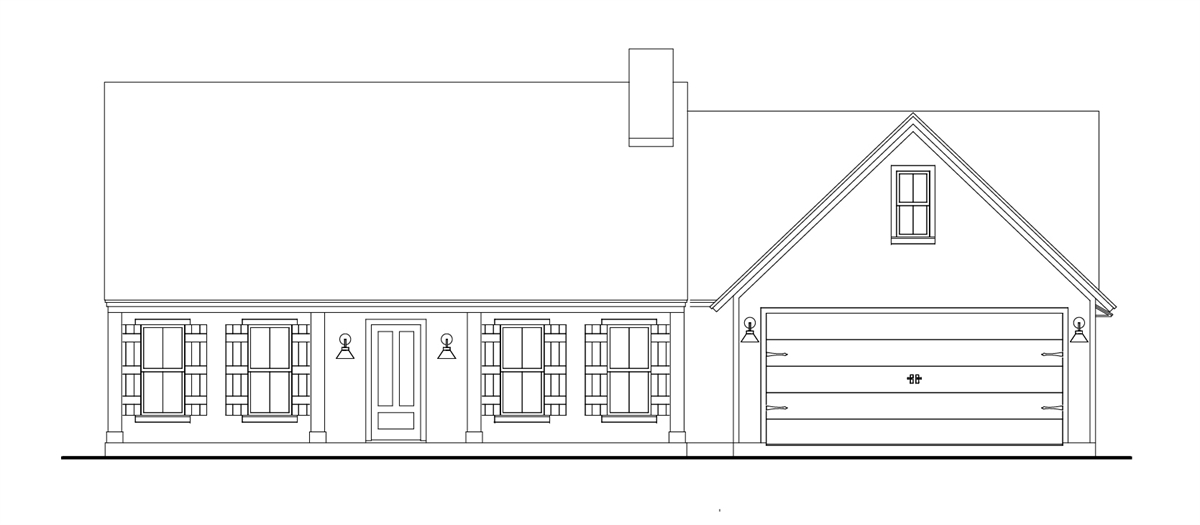 Architect's Schematic Front View Rendering image of Cloverwood House Plan