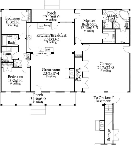 One Story Craftsman House Plans With A
