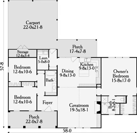 First Floor Plan image of The Laurens House Plan