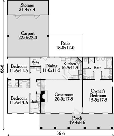 Country House Plan with 3 Bedrooms and 2.5 Baths - Plan 3643