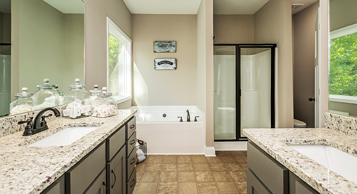 Terrific Primary Ensuite Bath with Separate Tub and Shower image of SUTHERLIN House Plan