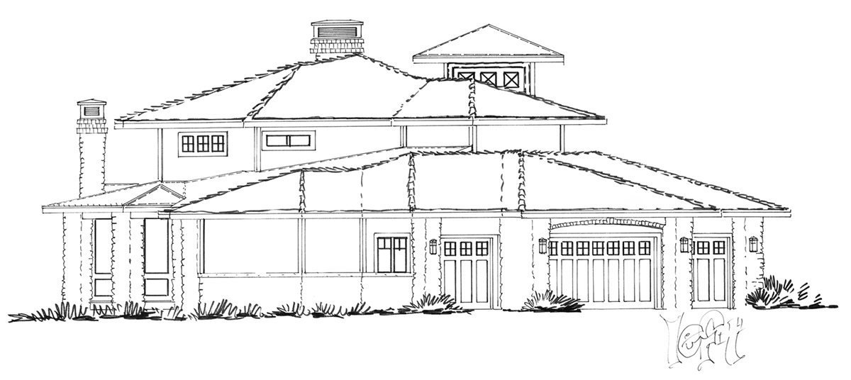Left Elevation image of Spring Branch House Plan